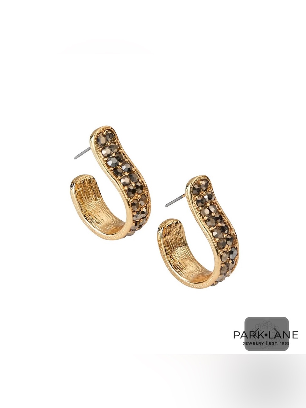 Park Lane “Suede” Gold-Tone Earrings with Brown Crystals! BNIB!